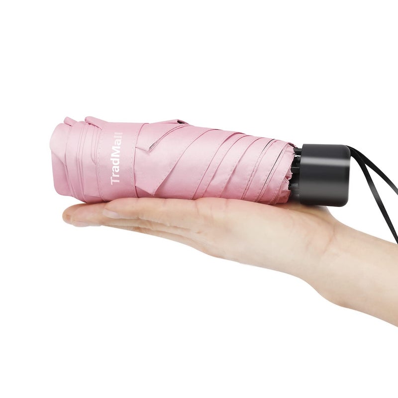 TradMall Mini Travel Umbrella, Portable Lightweight Compact Parasol with 95% UV Protection for Sun & Rain, Pink - Image 4